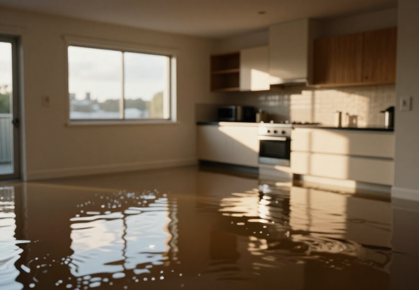 Flooded retail store in Dee Why before water extraction
